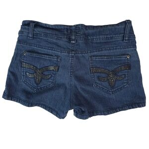 Hip Jeans USA Shorts Womens 9 Blue Booty Hot Pants Y2K Bling‎ Stretch Low Rise